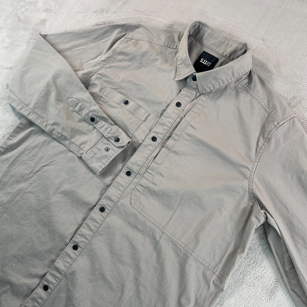 5.11 Tactical Jackson Shirt Men XL Grey Twill RapiDraw Snap Placket NWOT